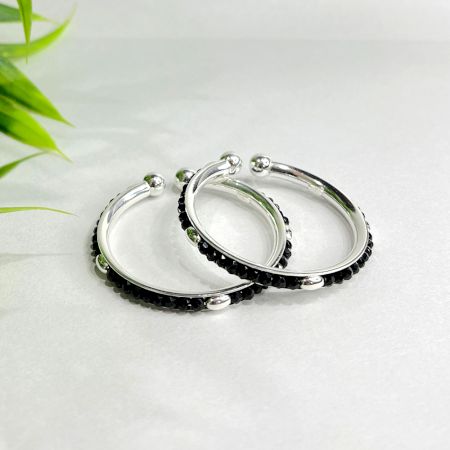 Handcrafted 92.5 Sterling Silver Nazariya Beaded Pair Kada